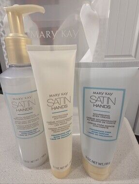 Mary Kay Satin Hands Pampering Set Fragrance Free 3-Piece Skin Care Bundle NEW